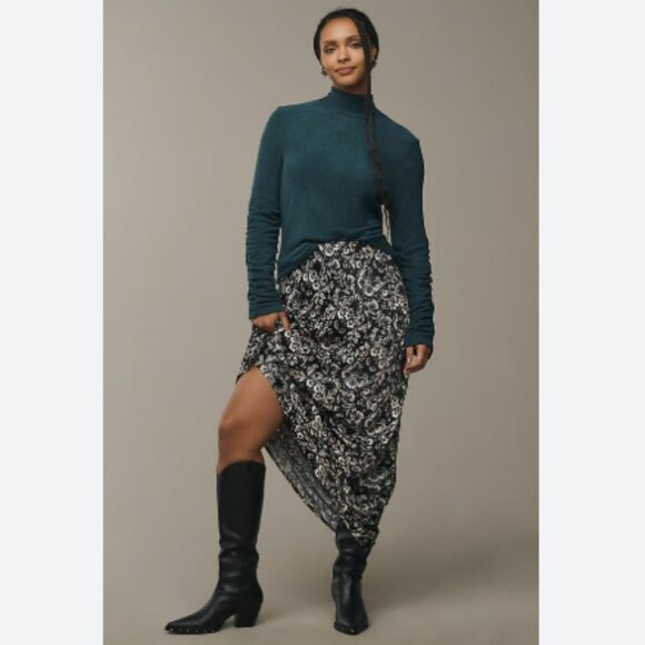 Brand New Beautiful By Anthropologie Ruched-Sleeve Turtleneck Top - Picture 3 of 5